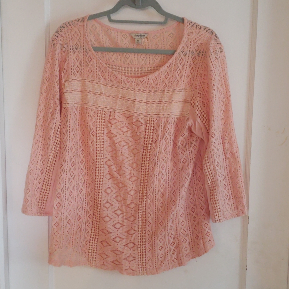 Peach Lacy Lucky Brand Top XL